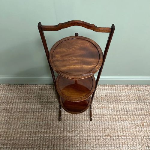 BEAUTIFUL EDWARDIAN MAHOGANY ANTIQUE CAKE STAND - ADDITIONAL PHOTO 4