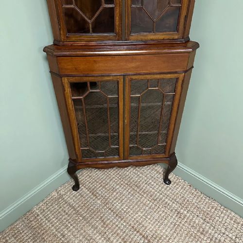 STUNNING EDWARDIAN ANTIQUE GLAZED CORNER DISPLAY CABINET - ADDITIONAL PHOTO 4