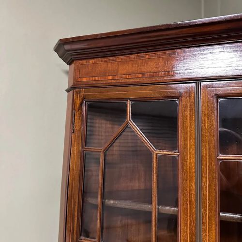 STUNNING EDWARDIAN ANTIQUE GLAZED CORNER DISPLAY CABINET - ADDITIONAL PHOTO 5