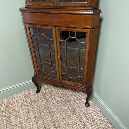 STUNNING EDWARDIAN ANTIQUE GLAZED CORNER DISPLAY CABINET - ADDITIONAL PHOTO 8