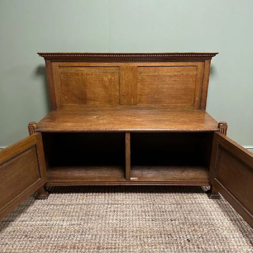 QUALITY EDWARDIAN OAK ANTIQUE BENCH - ADDITIONAL PHOTO 3