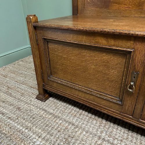 QUALITY EDWARDIAN OAK ANTIQUE BENCH - ADDITIONAL PHOTO 4
