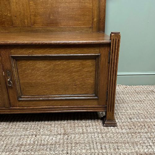 QUALITY EDWARDIAN OAK ANTIQUE BENCH - ADDITIONAL PHOTO 7