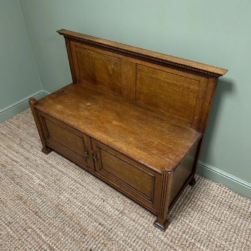 QUALITY EDWARDIAN OAK ANTIQUE BENCH - ADDITIONAL PHOTO 8
