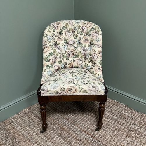 SMALL UPHOLSTERED VICTORIAN ANTIQUE CHAIR - ADDITIONAL PHOTO 1