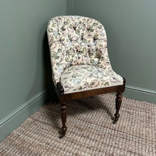 SMALL UPHOLSTERED VICTORIAN ANTIQUE CHAIR - ADDITIONAL PHOTO 5