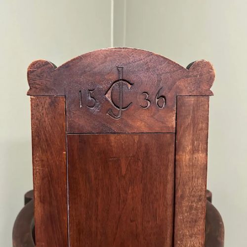 UNUSUAL VICTORIAN OAK ANTIQUE CHAIR STAMPED GENVA 1895 - ADDITIONAL PHOTO 3