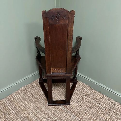 UNUSUAL VICTORIAN OAK ANTIQUE CHAIR STAMPED GENVA 1895 - ADDITIONAL PHOTO 5