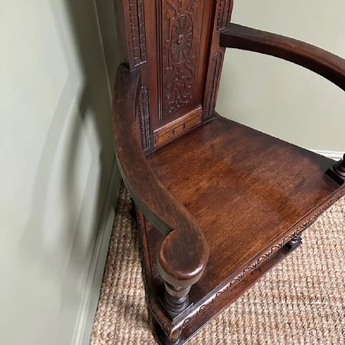 UNUSUAL VICTORIAN OAK ANTIQUE CHAIR STAMPED GENVA 1895 - ADDITIONAL PHOTO 6