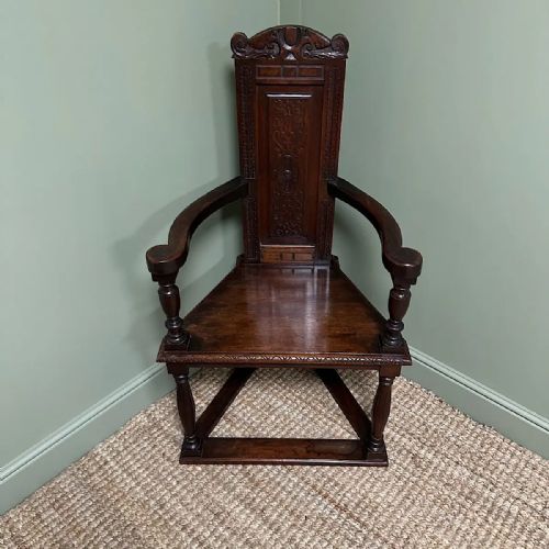 UNUSUAL VICTORIAN OAK ANTIQUE CHAIR STAMPED GENVA 1895 - ADDITIONAL PHOTO 8
