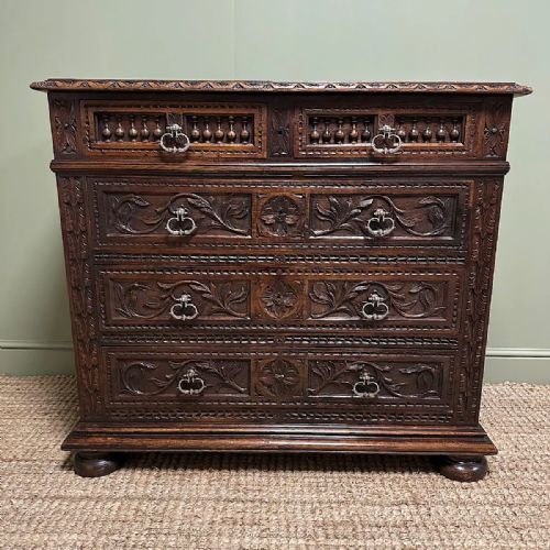 SPECTACULAR ANTIQUE VICTORIAN OAK CHEST OF DRAWERS - ADDITIONAL PHOTO 1