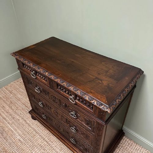 SPECTACULAR ANTIQUE VICTORIAN OAK CHEST OF DRAWERS - ADDITIONAL PHOTO 3