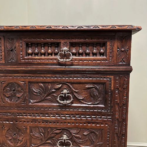 SPECTACULAR ANTIQUE VICTORIAN OAK CHEST OF DRAWERS - ADDITIONAL PHOTO 4