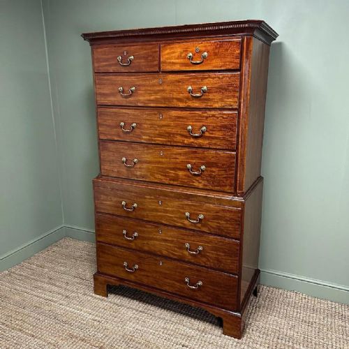 SPECTACULAR MAHOGANY ANTIQUE GEORGIAN CHEST ON CHEST TALL BOY - ADDITIONAL PHOTO 7