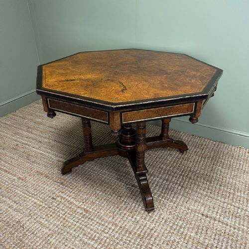 STUNNING VICTORIAN ANTIQUE BURR WALNUT TABLE - ADDITIONAL PHOTO 1