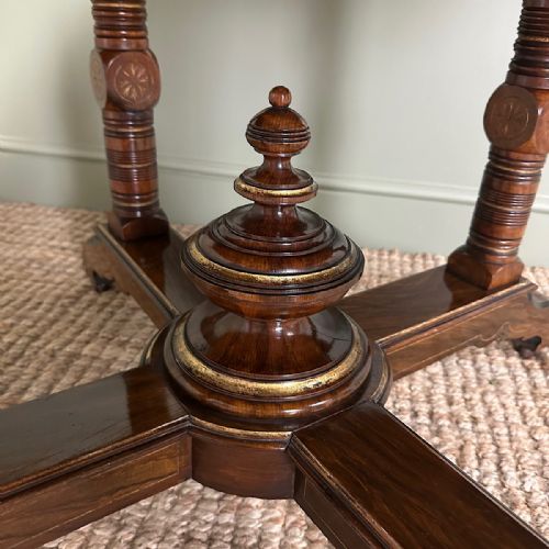 STUNNING VICTORIAN ANTIQUE BURR WALNUT TABLE - ADDITIONAL PHOTO 4