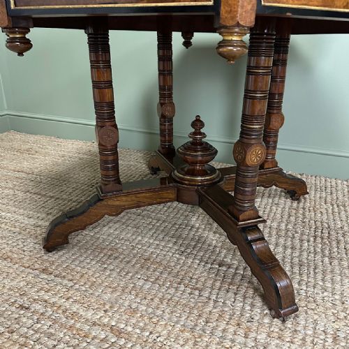STUNNING VICTORIAN ANTIQUE BURR WALNUT TABLE - ADDITIONAL PHOTO 6