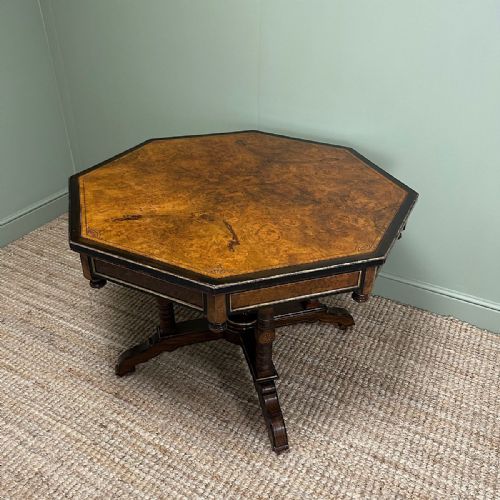 STUNNING VICTORIAN ANTIQUE BURR WALNUT TABLE - ADDITIONAL PHOTO 8
