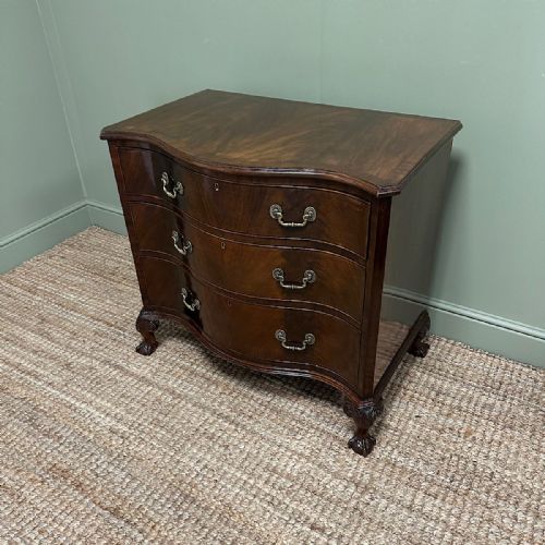 STUNNING SMALL ANTIQUE EDWARDIAN SERPENTINE CHEST OF DRAWERS - ADDITIONAL PHOTO 5