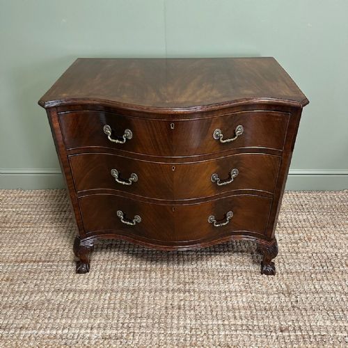 STUNNING SMALL ANTIQUE EDWARDIAN SERPENTINE CHEST OF DRAWERS - ADDITIONAL PHOTO 7
