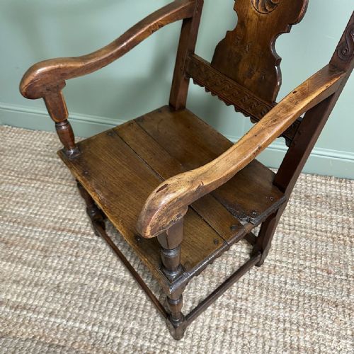 PERIOD OAK GEORGIAN ANTIQUE COUNTRY CHAIR DATED 1793 - ADDITIONAL PHOTO 4