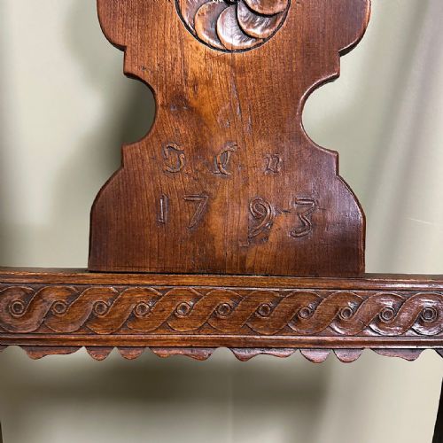 PERIOD OAK GEORGIAN ANTIQUE COUNTRY CHAIR DATED 1793 - ADDITIONAL PHOTO 7