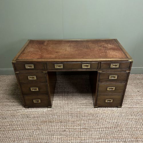 country house antique campaign desk - CATEGORY: ANTIQUE DESKS - DATED EDWARDIAN