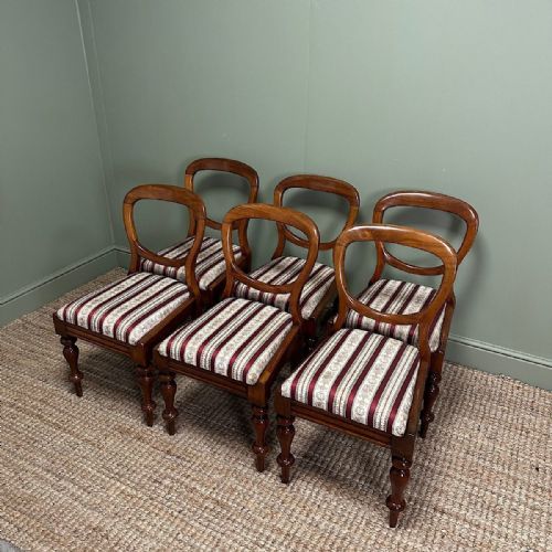 ELEGANT SET OF 6 VICTORIAN MAHOGANY ANTIQUE BALLOON BACK CHAIRS - ADDITIONAL PHOTO 7