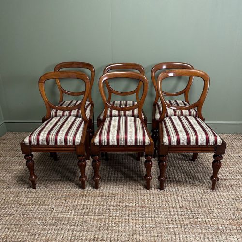 ELEGANT SET OF 6 VICTORIAN MAHOGANY ANTIQUE BALLOON BACK CHAIRS - ADDITIONAL PHOTO 8