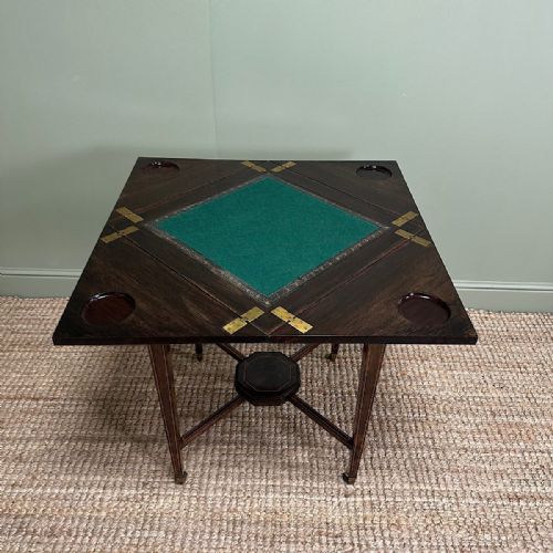 STUNNING ANTIQUE VICTORIAN GAMES TABLE CARD TABLE - ADDITIONAL PHOTO 3
