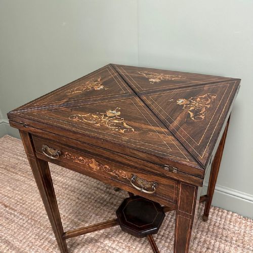 STUNNING ANTIQUE VICTORIAN GAMES TABLE CARD TABLE - ADDITIONAL PHOTO 4
