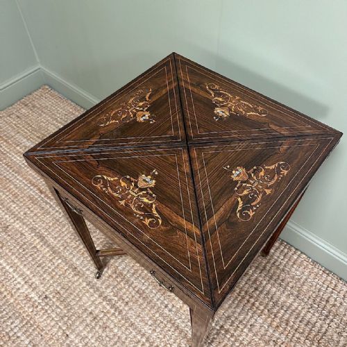 STUNNING ANTIQUE VICTORIAN GAMES TABLE CARD TABLE - ADDITIONAL PHOTO 5