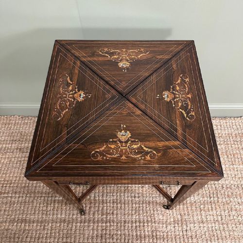STUNNING ANTIQUE VICTORIAN GAMES TABLE CARD TABLE - ADDITIONAL PHOTO 6
