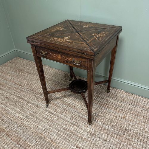 STUNNING ANTIQUE VICTORIAN GAMES TABLE CARD TABLE - ADDITIONAL PHOTO 9