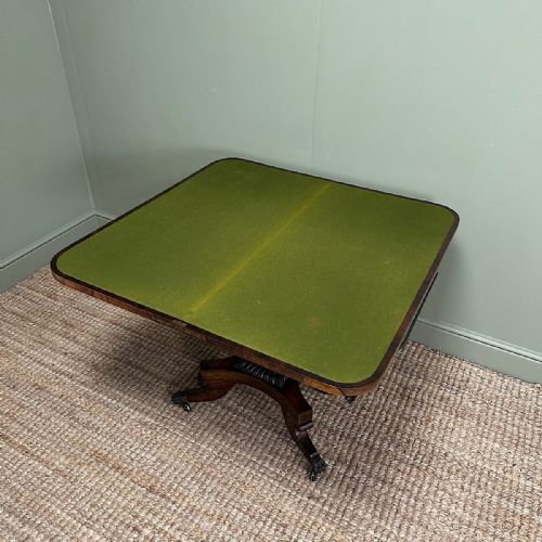 QUALITY ANTIQUE REGENCY GAMES TABLE WITH BRASS INLAY - ADDITIONAL PHOTO 1