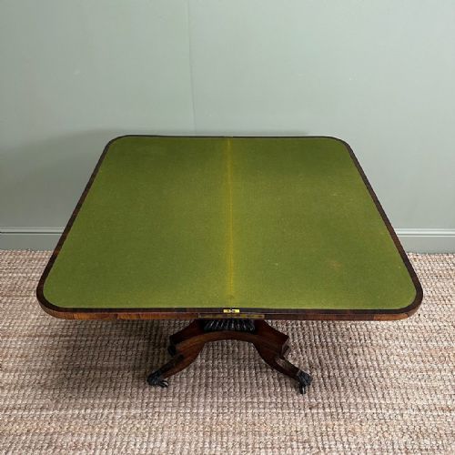 QUALITY ANTIQUE REGENCY GAMES TABLE WITH BRASS INLAY - ADDITIONAL PHOTO 2