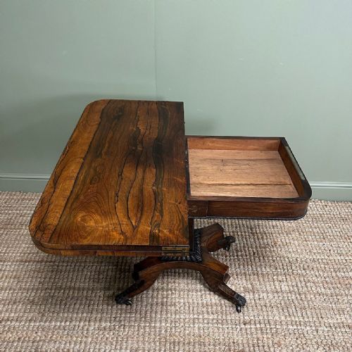 QUALITY ANTIQUE REGENCY GAMES TABLE WITH BRASS INLAY - ADDITIONAL PHOTO 3