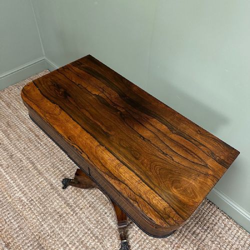 QUALITY ANTIQUE REGENCY GAMES TABLE WITH BRASS INLAY - ADDITIONAL PHOTO 4