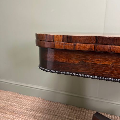 QUALITY ANTIQUE REGENCY GAMES TABLE WITH BRASS INLAY - ADDITIONAL PHOTO 5
