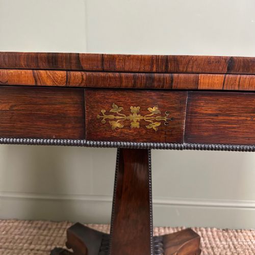 QUALITY ANTIQUE REGENCY GAMES TABLE WITH BRASS INLAY - ADDITIONAL PHOTO 7