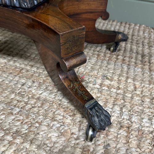 QUALITY ANTIQUE REGENCY GAMES TABLE WITH BRASS INLAY - ADDITIONAL PHOTO 9