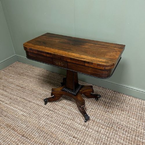 QUALITY ANTIQUE REGENCY GAMES TABLE WITH BRASS INLAY - ADDITIONAL PHOTO 10