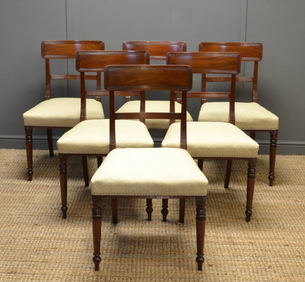 Fine Quality, Set of Six, Regency Mahogany Antique Dining Chairs.