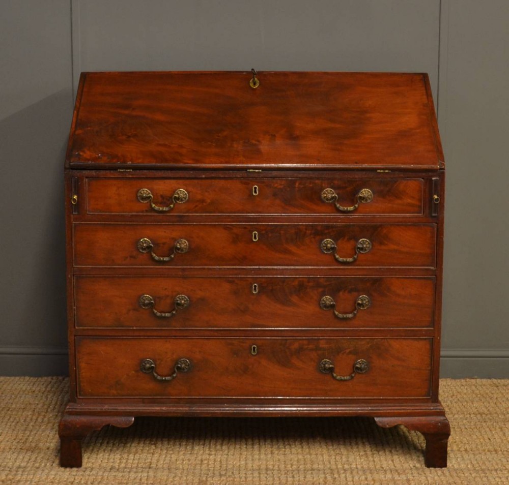 George III Mahogany Antique Bureau dated October 5th 1778