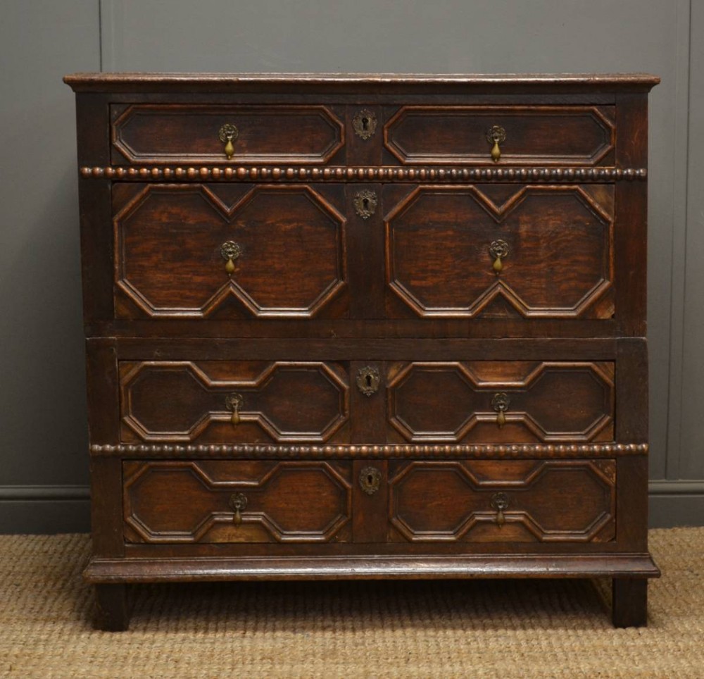 Early 18th Century Period Oak Antique Chest.