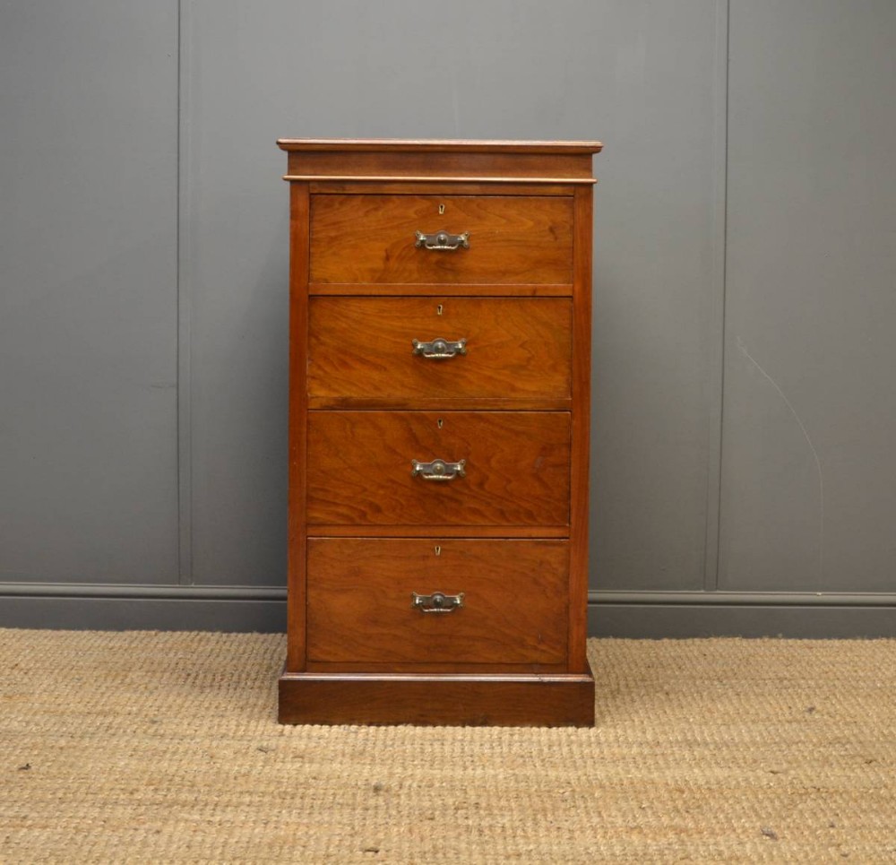 Unusual Tall Slim Victorian Walnut Antique Chest of Drawers.