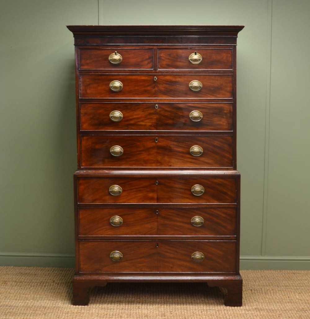 Small Georgian Mahogany Antique Chest on Chest