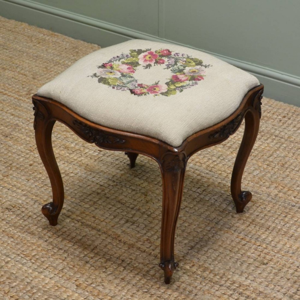Victorian Walnut Decorative Antique Stool