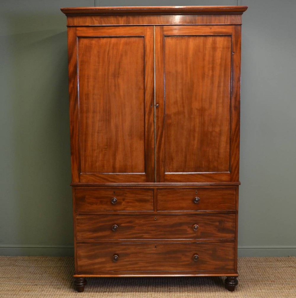 Superb Quality Regency Mahogany Antique Linen Press
