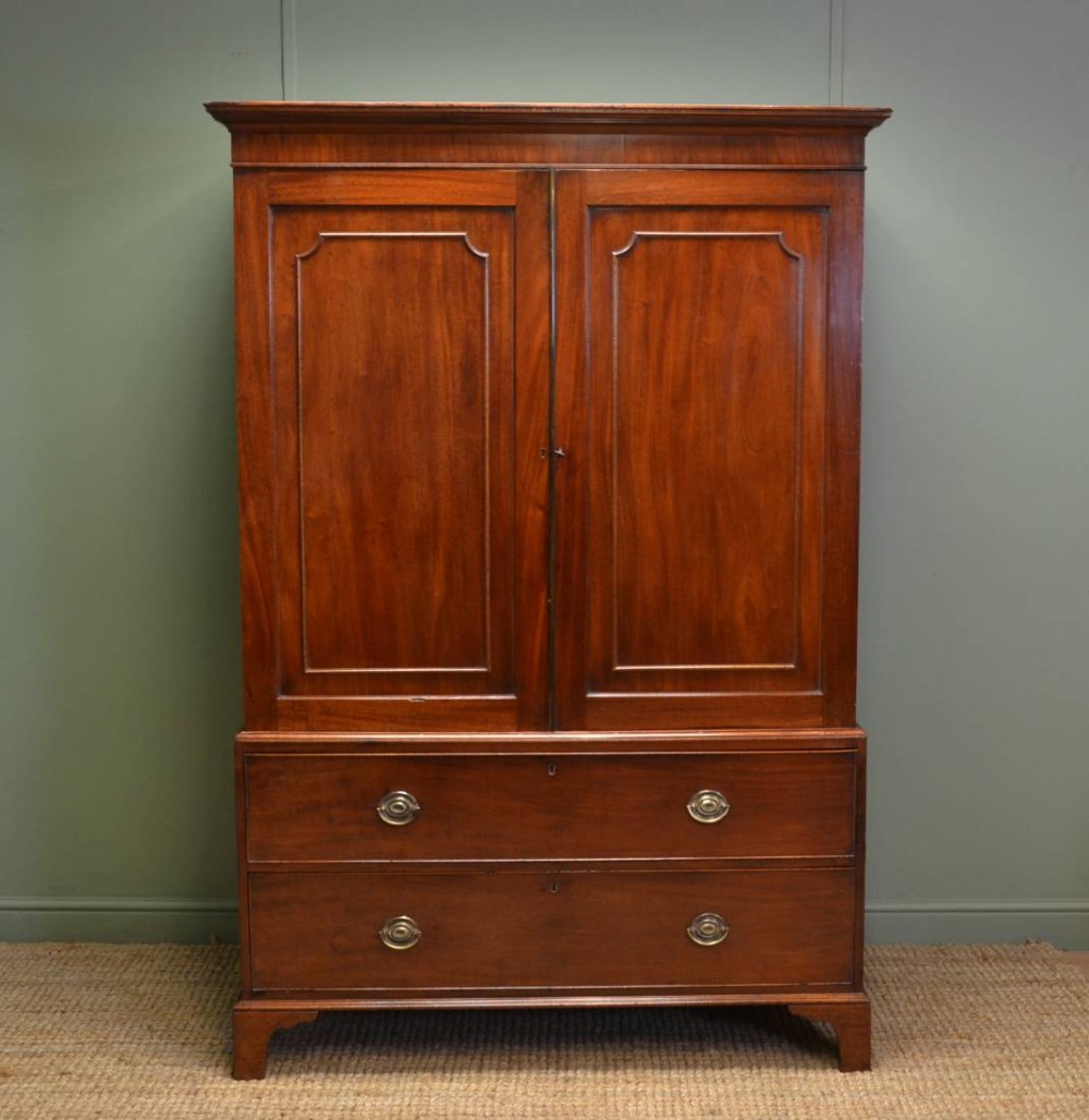 Georgian Mahogany Antique Linen Press of Small Proportions